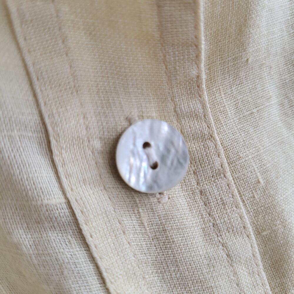 Chico's 100% Linen Button Up Shirt Women's XL 16 Chicos 3 Butter Yellow Casual - Picture 9 of 13
